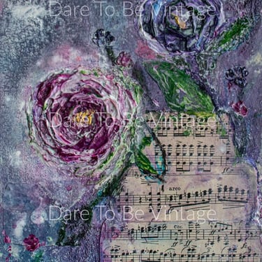 Floral Decoupage Tissue Paper ~ Art Journals, Mixed Media ~ Flowers Music Notes Decoupage Paper ~ Painted Furniture ~ Art Paper DIY Project 