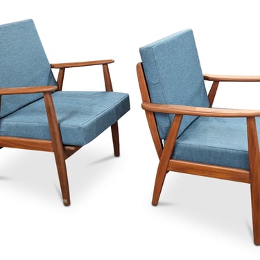 2 Blue Teak/Oak Lounge Chairs - 0623138