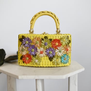 1950s Yellow Flower Basket Purse 