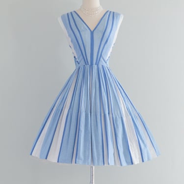 1950's Chevron Stripe Cotton Sundress / Sz S