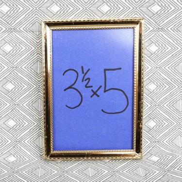Vintage Picture Frame - Gold Tone, Metal w/ non-glare Glass - Holds 3 1/2" x 5" Photo - Wall - 3x5 Frame 