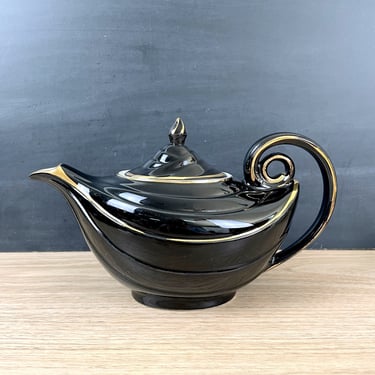 Hall Aladdin 6 cup black and gold teapot #0670 