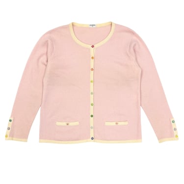 Chanel Pink Logo Button Cardigan