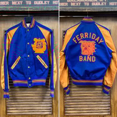 Vintage 1950’s Two-Tone Cotton Twill Bulldog High School Bomber Jacket, Appliqué Detail, Rockabilly, Workwear, 50’s Vintage Clothing 