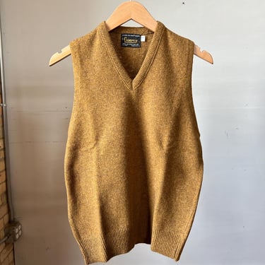 Small, Vintage 1960s Campus Light Brown Sweater Vest, Wool Blend, S3 