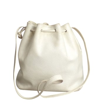 SALVATORE FERRAGAMO- 1980s White Leather Bucket Bag