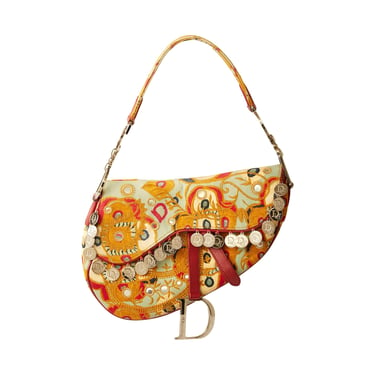 Dior Multicolor Embroidered Charm Saddle Bag