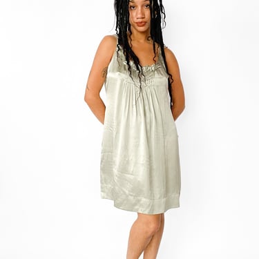 Y2K Silver Silk Slip Dress sz. L