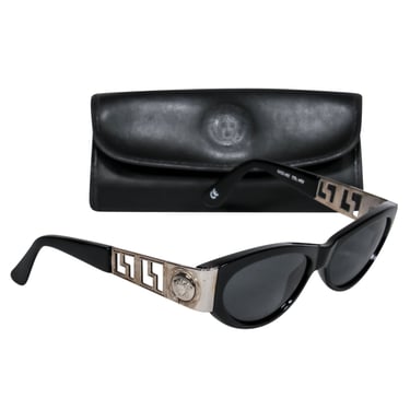 Gianni Versace - Black Oval Sunglasses w/ Silver Medusa Design
