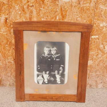 XXL Framed Vintage Photo/Photo in Vintage Wooden Frame/Girls in School Uniform/Antique Wooden Frame with Photo/ex Yugoslavia Croatia/50's 