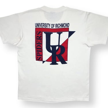 Vintage 90s University of Richmond Spiders Double Sided Made in USA Collegiate Graphic T-Shirt Size Large 