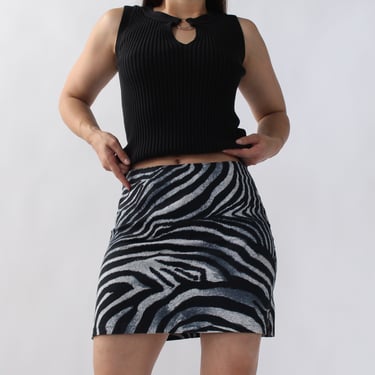2000s Sisley Zebra Print Skirt - W28