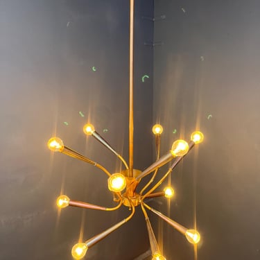 Mid century brass italian chandelier, 1960s - vintage brass chandelier - coloured spider chandelier - vintage chandelier 