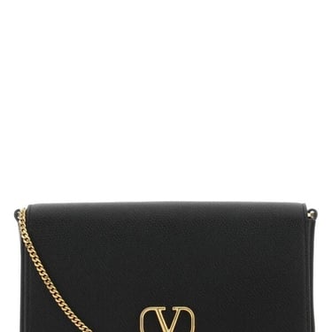 Valentino Garavani Women Black Leather Vlogo Signature Clutch