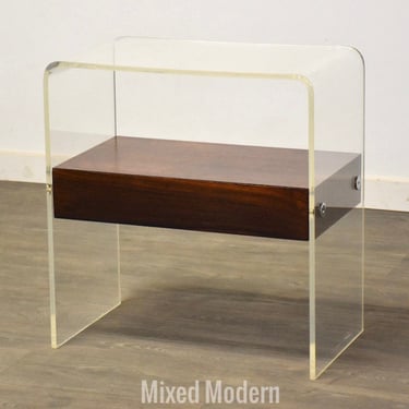 Rosewood and Lucite Side Table 