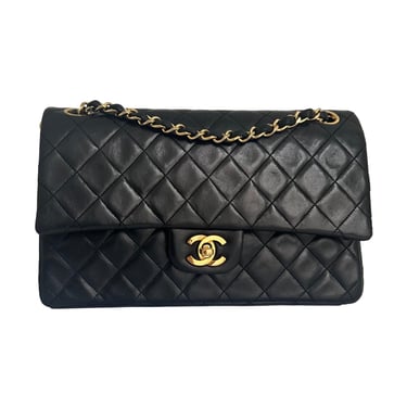 Chanel Black Lambskin Medium Double Flap Bag
