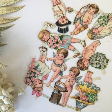 Vintage German Die Cuts, Cupid, Love, Wedding Engagement, Flower Girl, Romance 