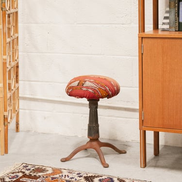 Vanity Stool with Antique Fabric