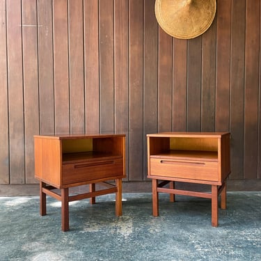 Pair Danish Teak Nils Jonsson Nightstands Vintage Mid-Century Modern 1960s 1970s 