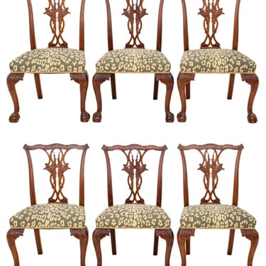 Chippendale Style Mahogany Side Chairs, ca. 1900, Set of 6