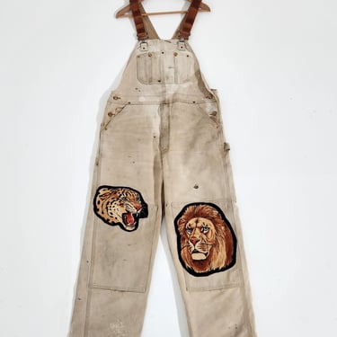 TBNW Custom Lion Cheetah Carhartt Tan Overalls Sz. 38x32