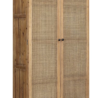 86”  Tall Reclaimed Pine and Rattan Cabinet from Terra Nova Designs Los Angeles 