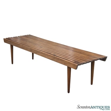 Mid-Century Modern Yugoslavian Teak Slatted Table Bench