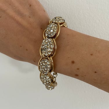 Chunky Gold Link &amp; Diamond Crystal Pave Bracelet