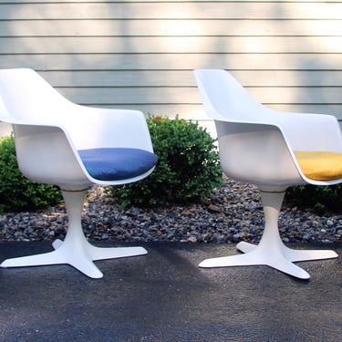 Mid Century Modern Tulip Propeller Swivel Arm Chairs by Burke, Inc S/4 