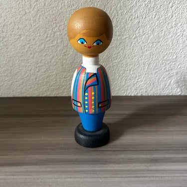 Vintage Finnish Wood Doll Souvenir. Made in Finland Aland Collectible, Okki Laine big ”Martta” wooden doll kupittaan savi 