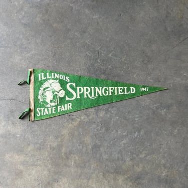 Vintage 1947 Illinois State Fair Springfield Souvenir Pennant 