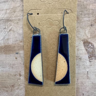 Ceramic Earrings: Blue and Beige 