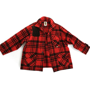 Vintage 1970s bob allen red buffalo plaid wool coat 