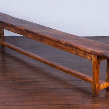 19th Century Country French Farmhouse Walnut Trestle Bench 