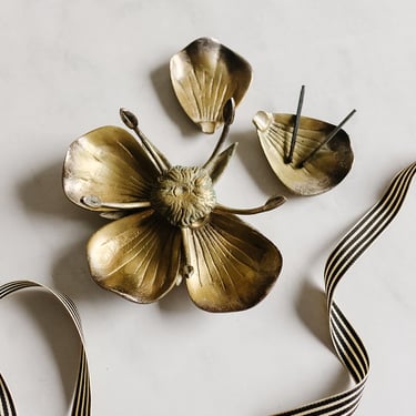 vintage french brass lotus ashtray
