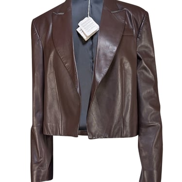 レザージャケット・コート Brunello Cucinelli Brown Cropped Leather Jacket Brunello Cucinelli - Brown Leather Cropped Jacket Sz 8
