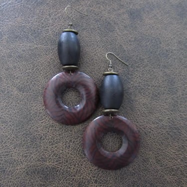 Large tribal wooden earrings 