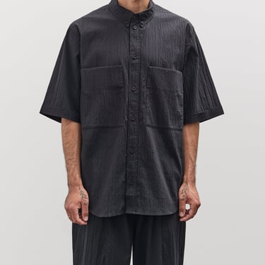 7115 by Szeki Unisex Double Pocket Shirt, Textured Black