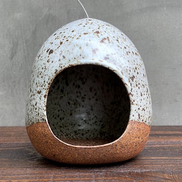 Ceramic Bird feeder- Glossy Speckled Warm White & Browns 