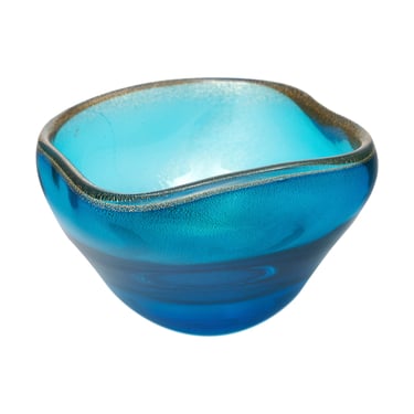 Murano Glass Blue Avventurina Bowl