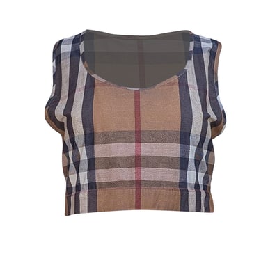 Burberry - Brown Signature Plaid Racer Back Sports Bra Sz XXL