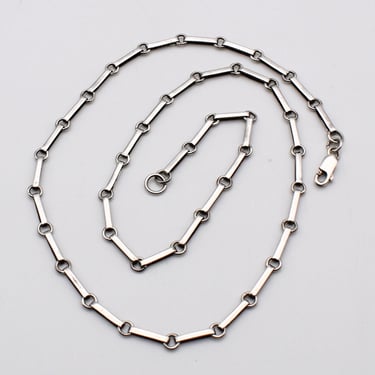 90's sterling modified paperclip rocker chain, edgy 925 silver open bars and rings biker necklace 