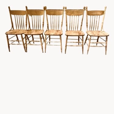 Antique Wooden Chairs – Vintage Accent Chair – Classic Home Decor – Rustic Farmhouse Style-Set of 5 