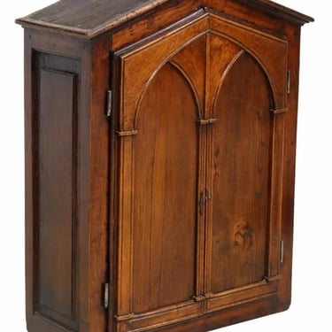 19th Century French Gothic Revival Religious Wall Altar Cabinet 