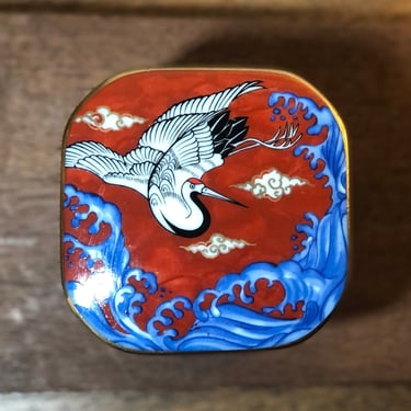 Takahashi San Francisco Trinket Jewelry Box with Lid – Red-crowned Crane Design 
