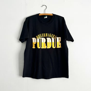 Vintage 80s 90s Perdue University Boilers T Shirt College Sports Basketball Size L 