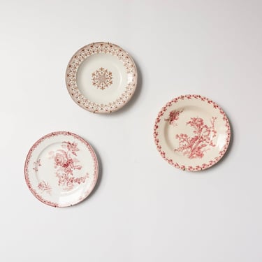 set of three antique French transferware plates