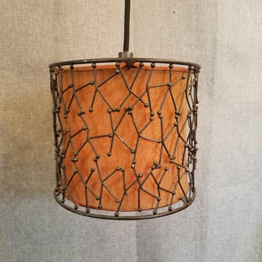 Small Contemporary  Copper Fabric Pendant Light 8 W x 7 H