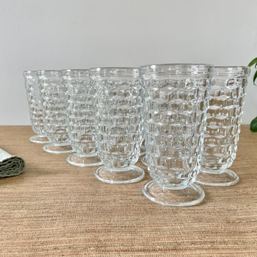 Vintage Whitehall Clear Ice Tea Glasses - Cubist Style - Indiana Glass - Lancaster Colony 