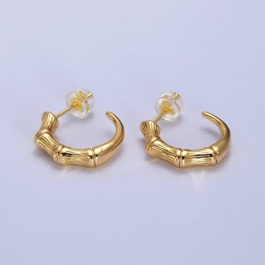 Pair of Gold Plated Bamboo Hoops